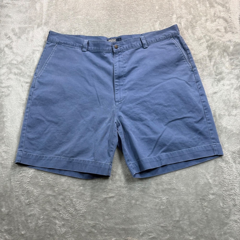 Polo Ralph Lauren Chino Shorts‎ Mens 42 Blue Cotton Flat Front Classic Fit